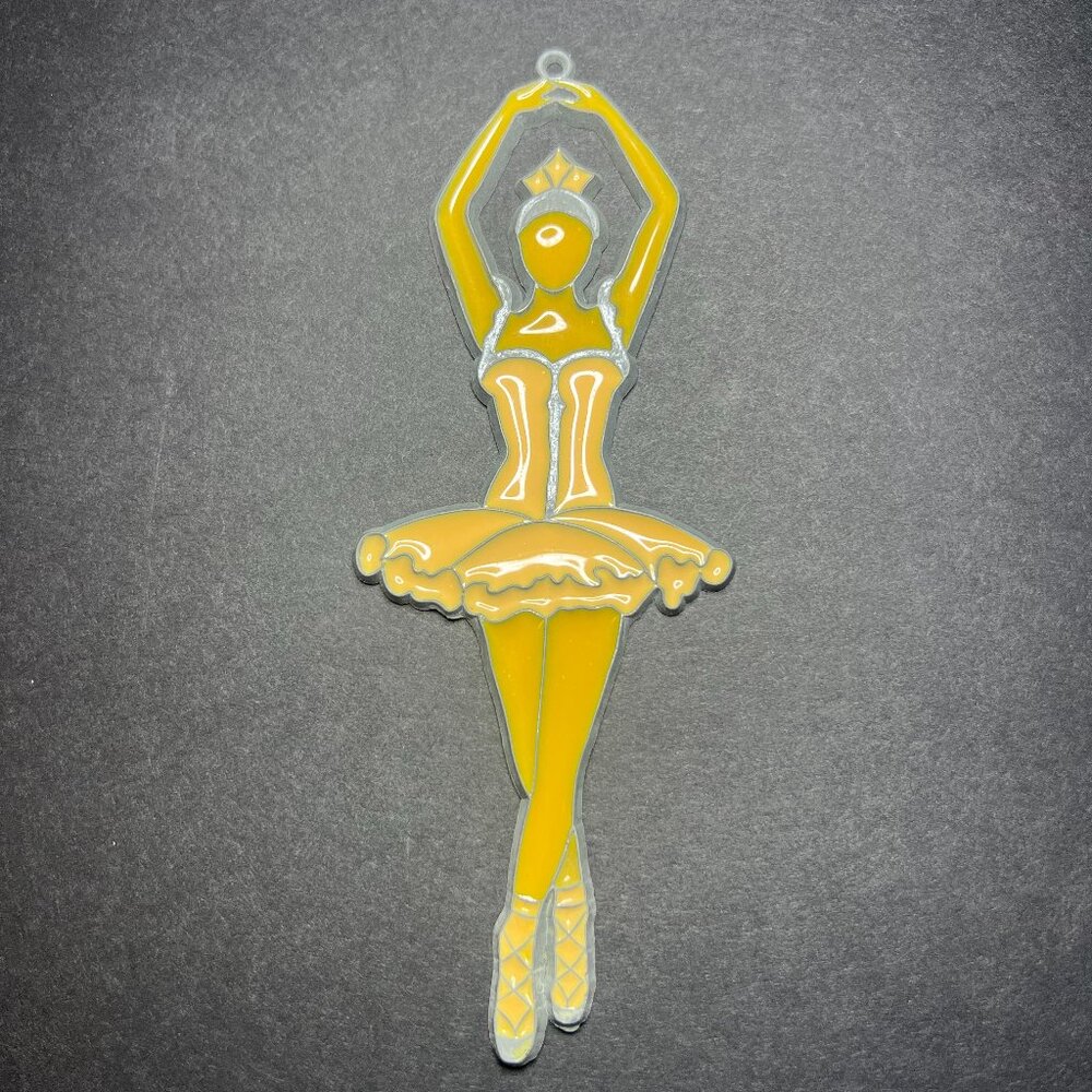 Vintage Poly Resin Releve Ballerina Ballet Dancer Suncatcher Ornament 5.75"